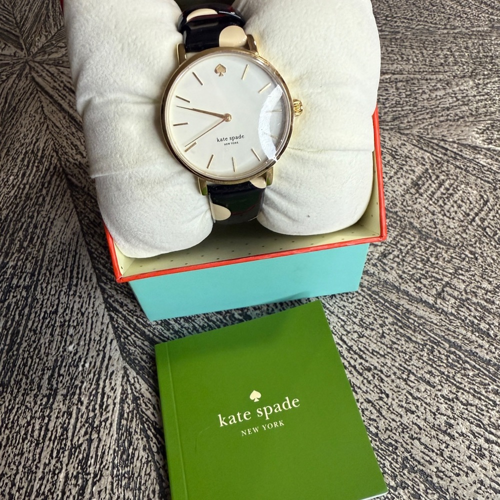 Kate Spade Gold Case Watch with Polka Dot Strap